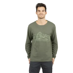 Chillaz M KAPRUN MOUNTAIN SKYLINE LONGSLEEVE, Dark Green Melange -Mountain Equipment shop chillaz m kaprun mountain skyline longsleeve 22b chz 203249 1 dark green melange 2