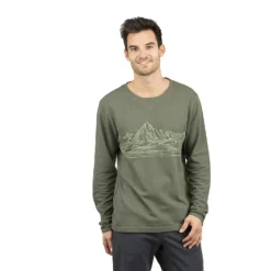 Chillaz M KAPRUN MOUNTAIN SKYLINE LONGSLEEVE, Dark Green Melange -Mountain Equipment shop chillaz m kaprun mountain skyline longsleeve 22b chz 203249 1 dark green melange 3
