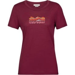 Icebreaker Tech Lite II Mountain Geology SS Tee Women Cherry