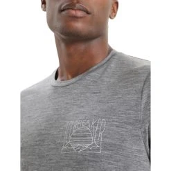Icebreaker Tech Lite II Mountain Sunset SS Tee Men Gritstone Heather -Mountain Equipment shop icebreaker tech lite ii mountain sunset ss tee men gritstone heather 6