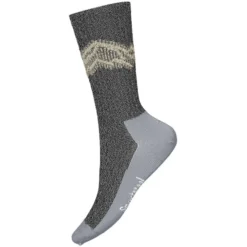 Smartwool Hike Classic Edition Light Cushion Mountain Pattern Crew Socks Black