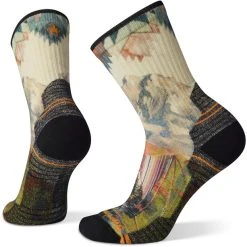 Smartwool Hike Light Cushion Mountain Print Crew Socks Women Natural