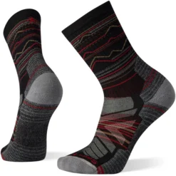 Smartwool Hike Light Cushion Mountain Range Pattern Crew Socks Men Black