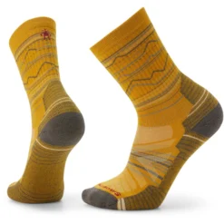 Smartwool Hike Light Cushion Mountain Range Pattern Crew Socks Men Honey Gold