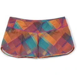 Smartwool Merino Sport Lined Shorts Women Festive Fuchsia Mountain Plaid Print