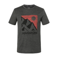 Super.Natural M MOUNTAIN ADVENTURE TEE, Pirate Grey Melange - Jet Black - High Tide