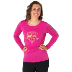 Super.natural Mountain Love LS Shirt Women Fuchsia Red/illuminating -Mountain Equipment shop supernatural mountain love ls shirt women fuchsia red illuminating 4