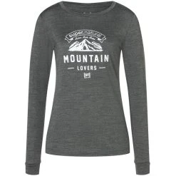 Super.natural Mountain Love LS Shirt Women Pirate Grey Melange/fresh White