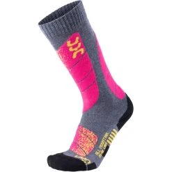 UYN All Mountain Ski Socks Women Medium Grey Melange/pink