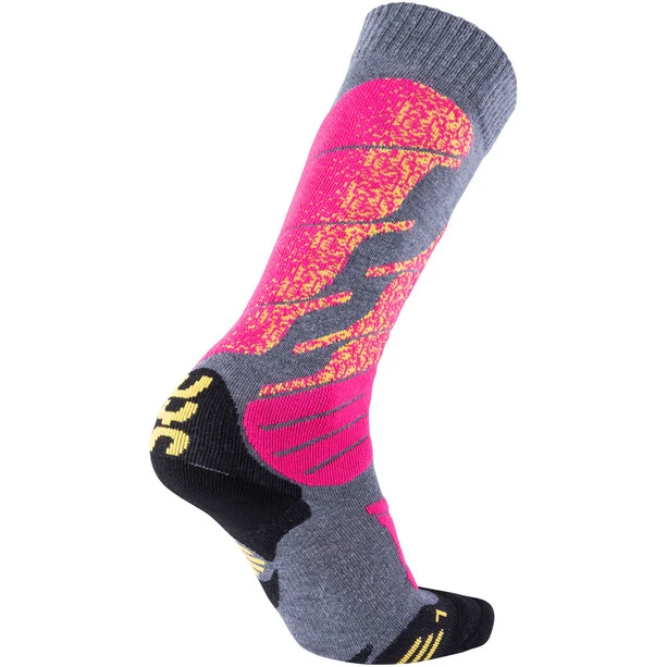 UYN All Mountain Ski Socks Women Medium Grey Melange/pink 2 UYN All Mountain Ski Socks Women Medium Grey Melange/pink - Image 2