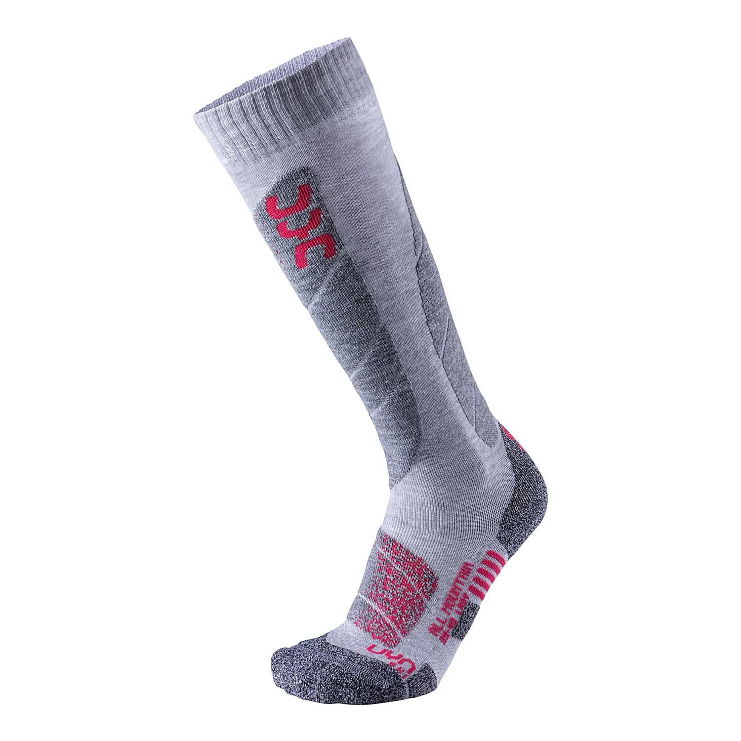 Uyn W SKI ALL MOUNTAIN SOCKS, Light Grey Melange - Coral 2 Uyn W SKI ALL MOUNTAIN SOCKS, Light Grey Melange - Coral - Image 2
