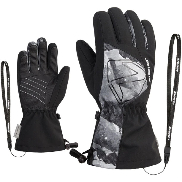 Ziener Laval AS AW Gloves Kids Black Grey/mountain Print 1 Ziener Laval AS AW Gloves Kids Black Grey/mountain Print